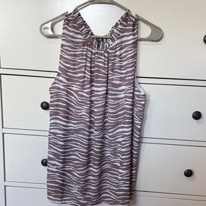 LOFT Zebra Print Ruffle Collar Top